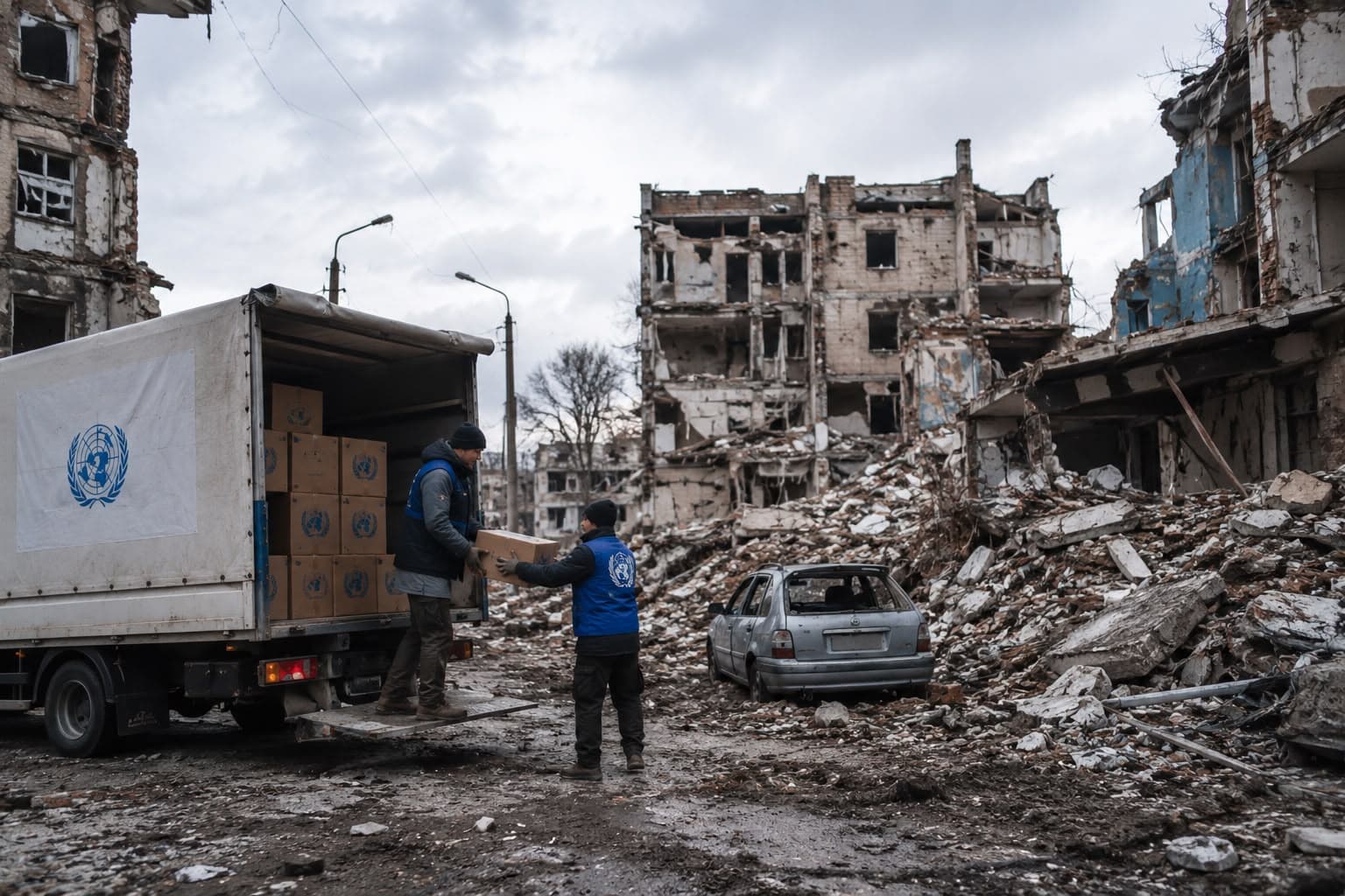 Ukraynada humanitar yardım obyektləri də hücumların hədəfinə çevrilir