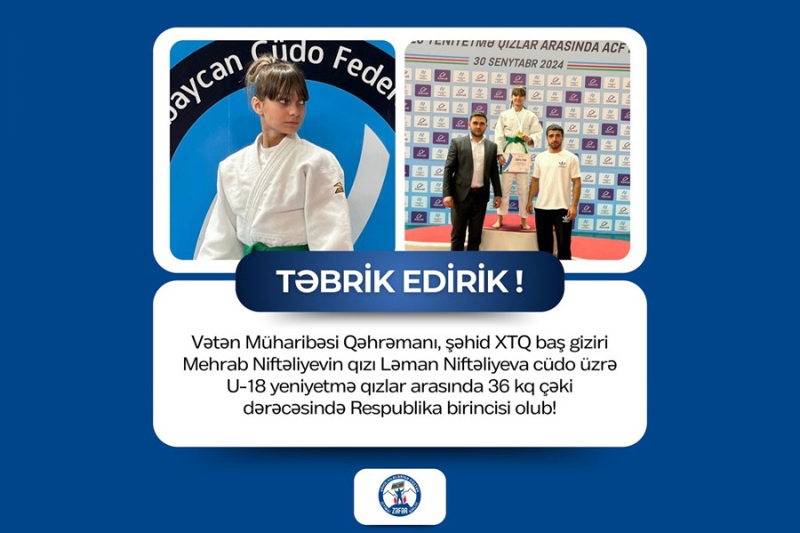 Vətən Müharibəsi Qəhrəmanının qızı cüdo üzrə Respublika birincisi oldu
