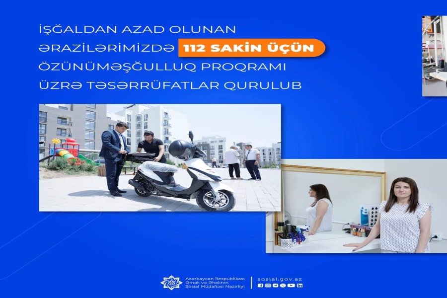 İşğaldan azad olunan ərazilərimizdə 112 sakin üçün özünüməşğulluq proqramı üzrə təsərrüfatlar qurulub