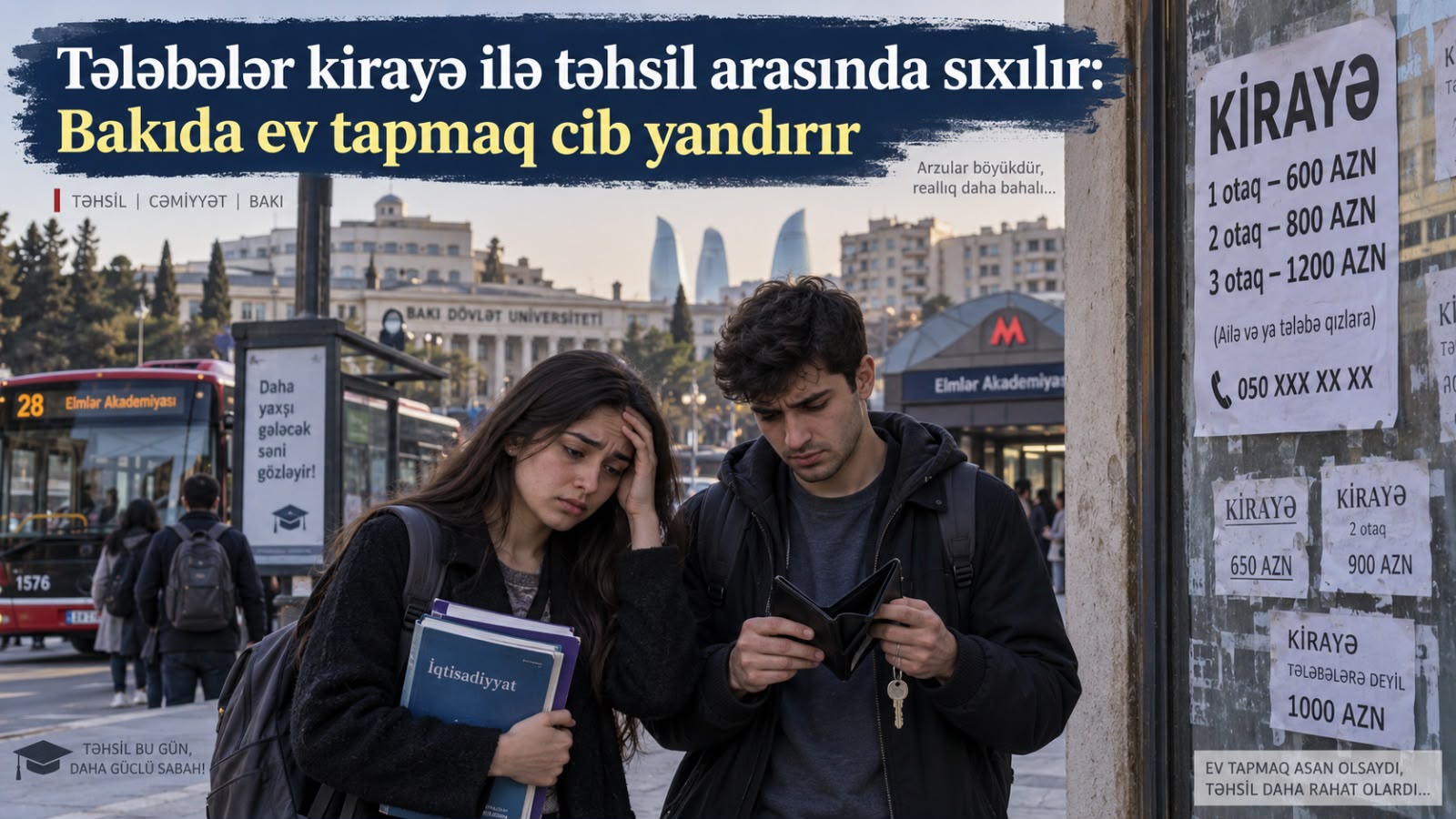Tələbələr kirayə ilə təhsil arasında sıxılır: Bakıda ev tapmaq cib yandırır