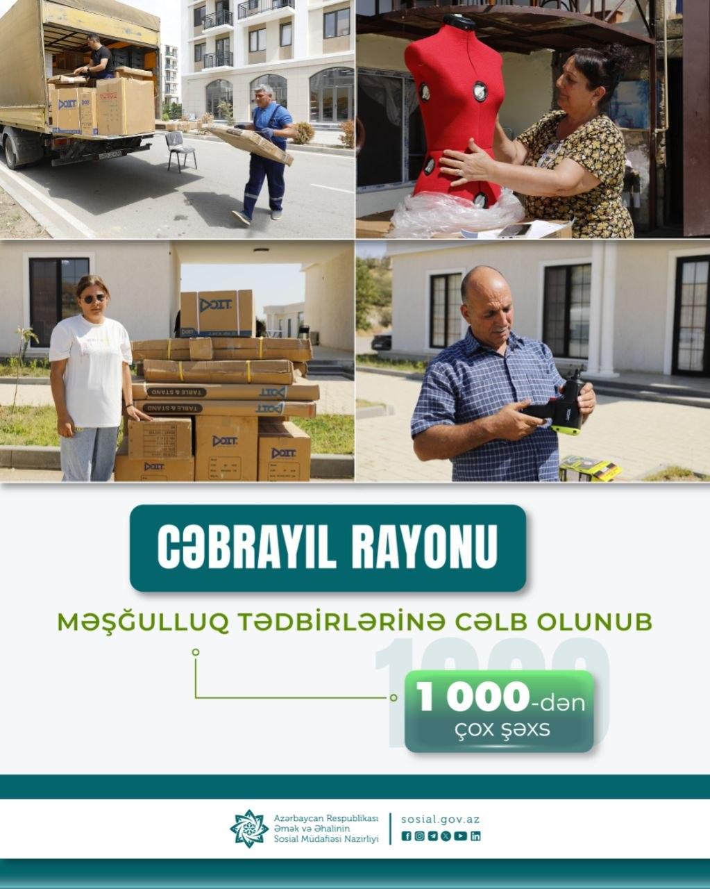Cəbrayıla köçürülmüş sakinlərdən 1000-dən çox şəxs məşğulluq tədbirlərinə cəlb edilib