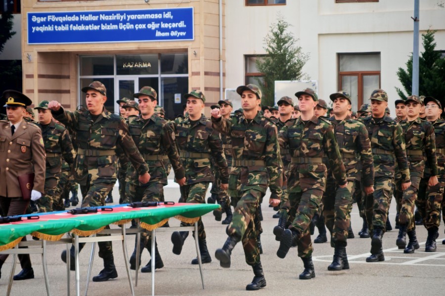 FHN Mülki müdafiə qoşunlarında andiçmə mərasimi keçirilib - FOTOLAR