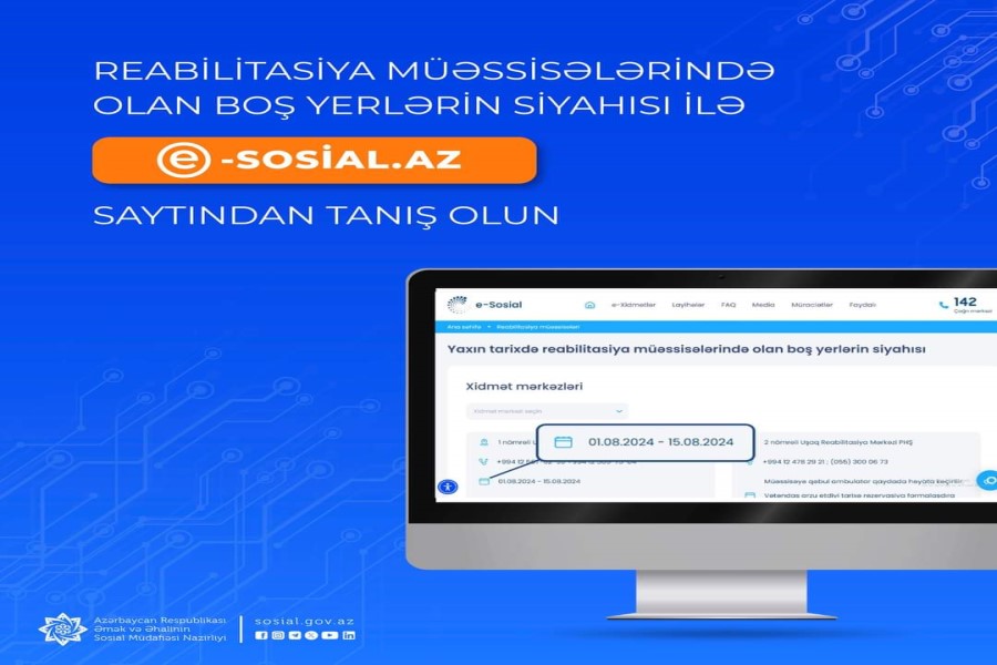 Reabilitasiya xidmətlərindən faydalanmaq istəyən vətəndaşların rahatlığının təmini üçün daha bir neçə yeniliyin tətbiqinə başlanıldı