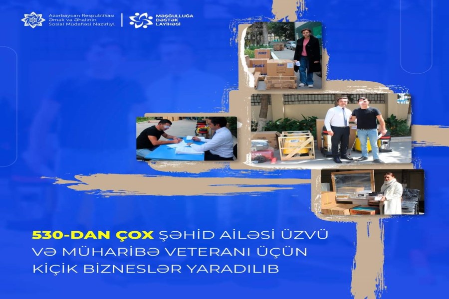 Bu il Nazirlik tərəfindən 530-dan çox şəhid ailəsi üzvü və müharibə veteranı üçün kiçik bizneslər yaradılıb