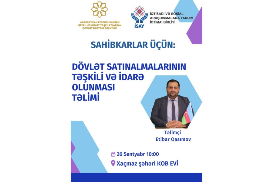 Xaçmazda sahibkarlar üçün təlim keçiriləcək