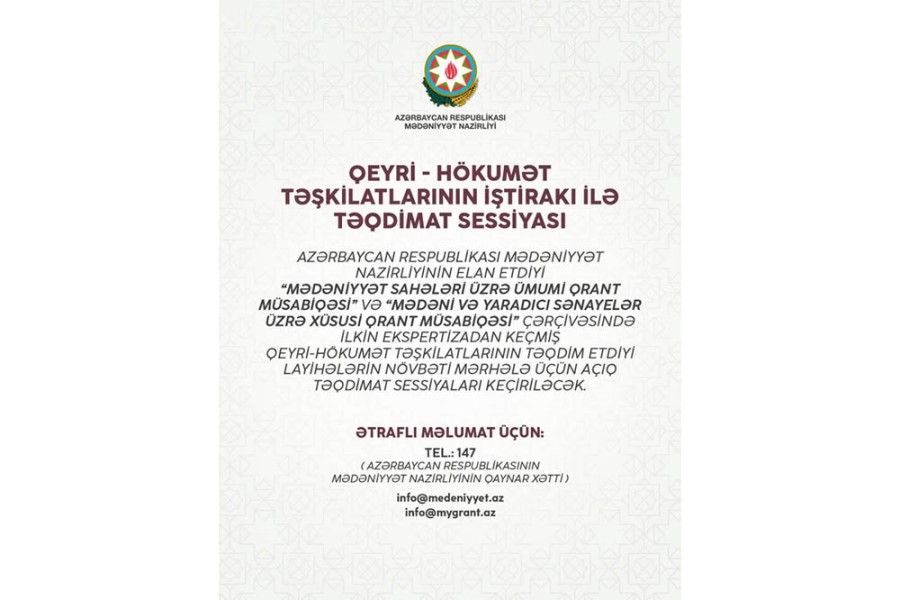 Mədəniyyət Nazirliyinin qrant müsabiqəsi üzrə layihələrin ilkin seçimi başa çatdı