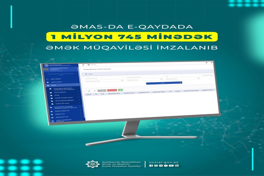 ƏMAS-da e-qaydada artıq 1 milyon 745 minədək əmək müqaviləsi imzalanıb
