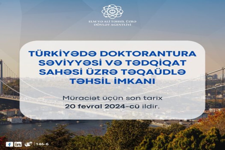 Doktoranturada təqaüdlü təhsil imkanı...