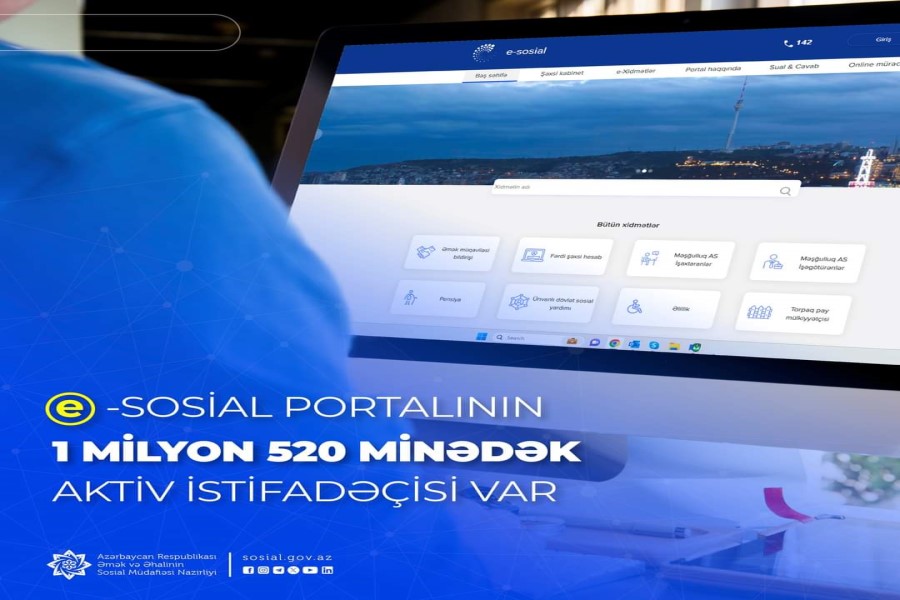 “E-sosial” portalının 1 milyon 520 minədək aktiv istifadəçisi var