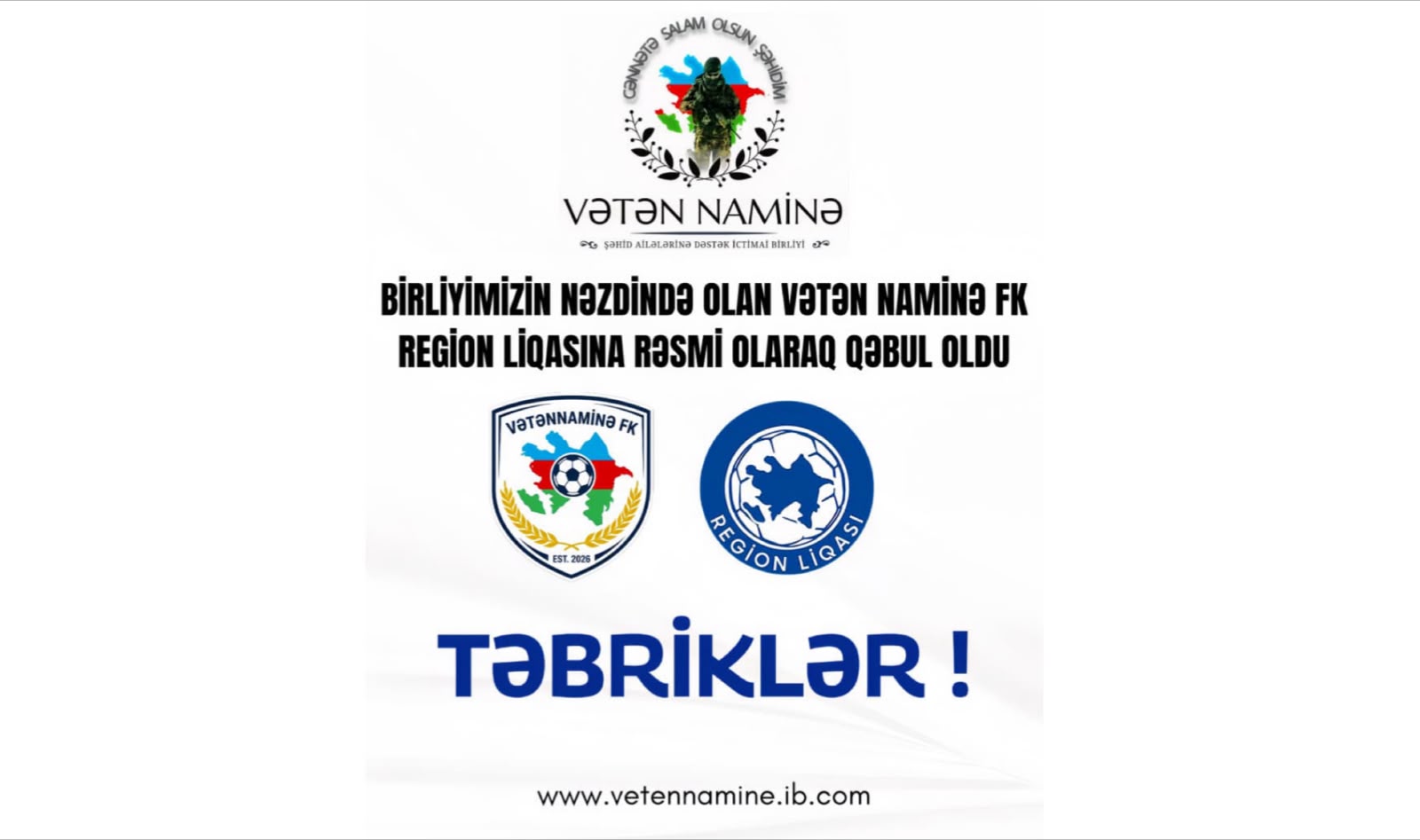 QHT sektorunda ilkə imza: “Vətən Naminə” FK Regional Liqaya qəbul olundu