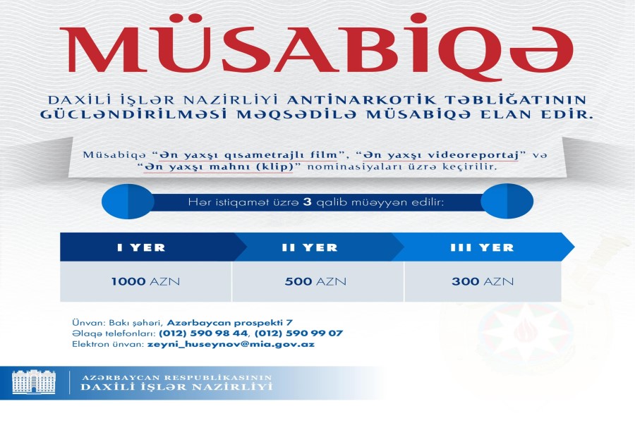 Anti-narkotik təbliğatı üçün 1000 manat mükafat - MÜSABİQƏ