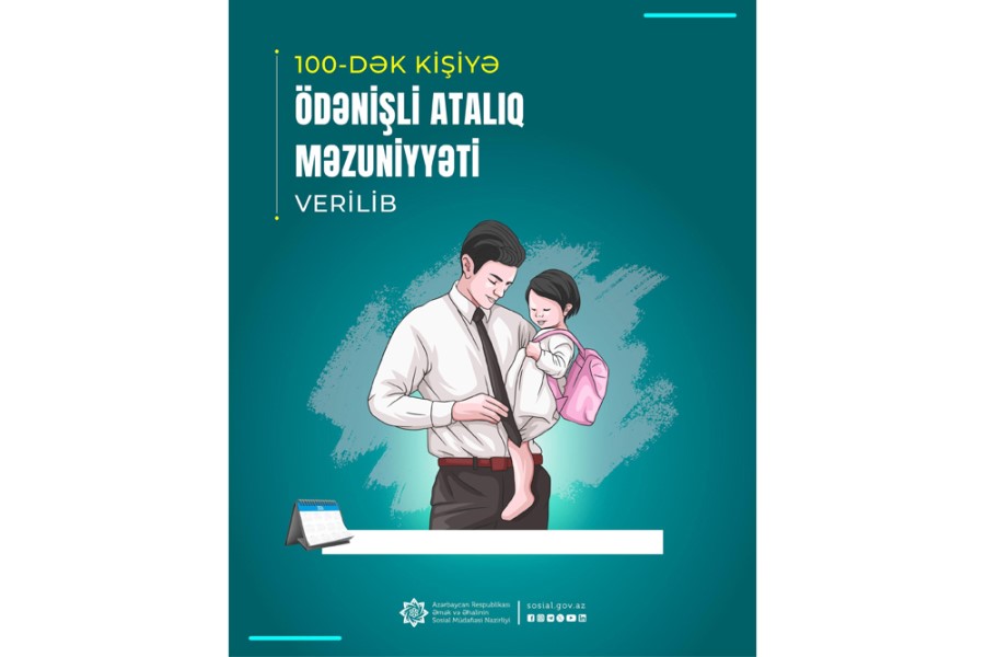 100-dək kişiyə ödənişli atalıq məzuniyyəti verilib