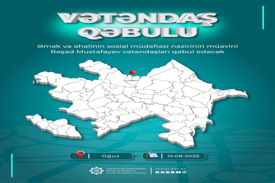 Nazir müavini Rəşad Mustafayev Oğuz rayonunda vətəndaşları qəbul edəcək