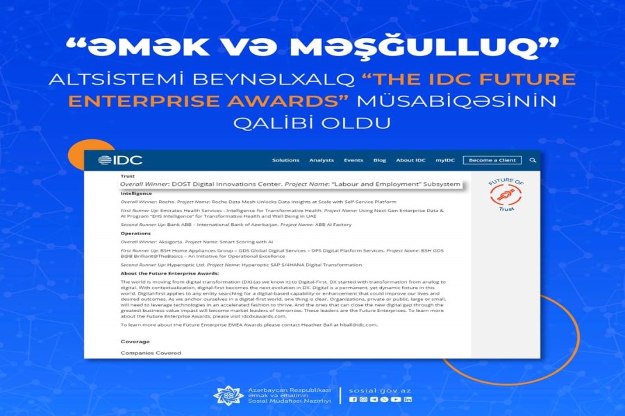 “Əmək və Məşğulluq” altsistemi daha bir beynəlxalq müsabiqədə qalib oldu