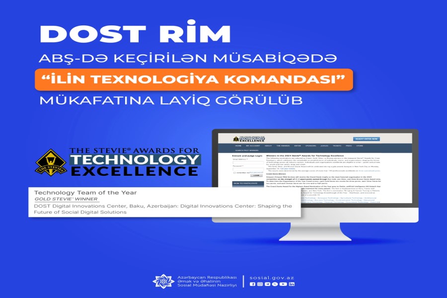 DOST RİM “İlin Texnologiya Komandası” mükafatına layiq görülüb