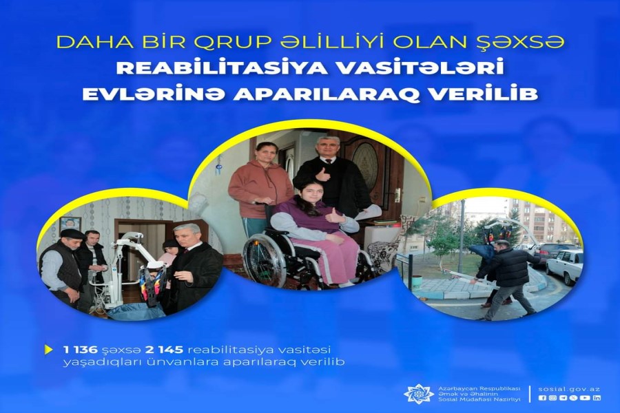 Daha bir qrup əlilliyi olan şəxsə reabilitasiya vasitələri evlərinə aparılaraq verilib