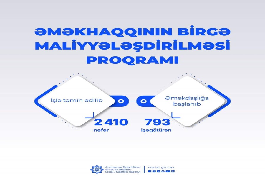 Əməkhaqqının birgə maliyyələşdirilməsi proqramı üzrə 2410 nəfər işlə təmin edilib