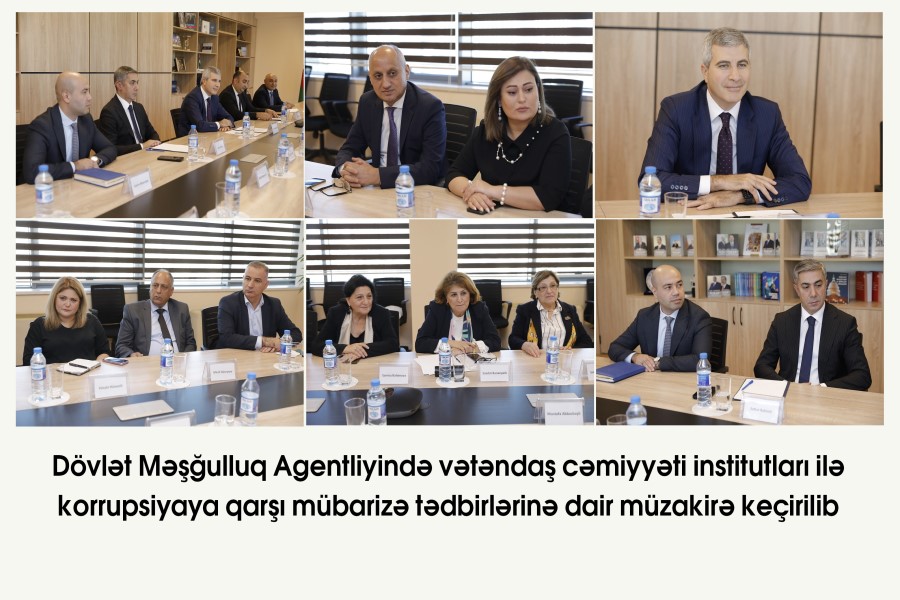 Dövlət Məşğulluq Agentliyində vətəndaş cəmiyyəti institutları ilə korrupsiyaya qarşı mübarizə tədbirlərinə dair müzakirə keçirilib - FOTOLAR