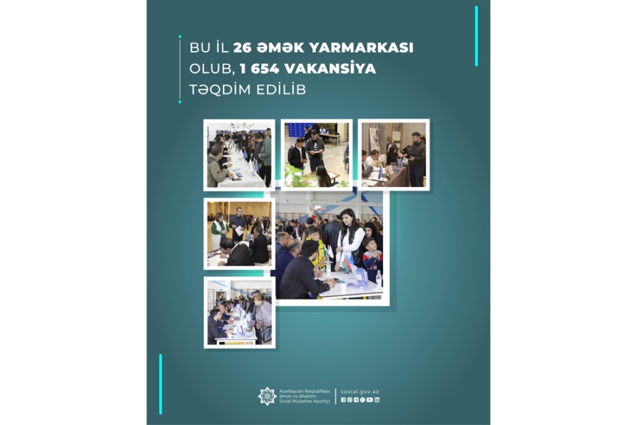 Bu il 26 əmək yarmarkası olub, 1654 vakansiya təqdim edilib