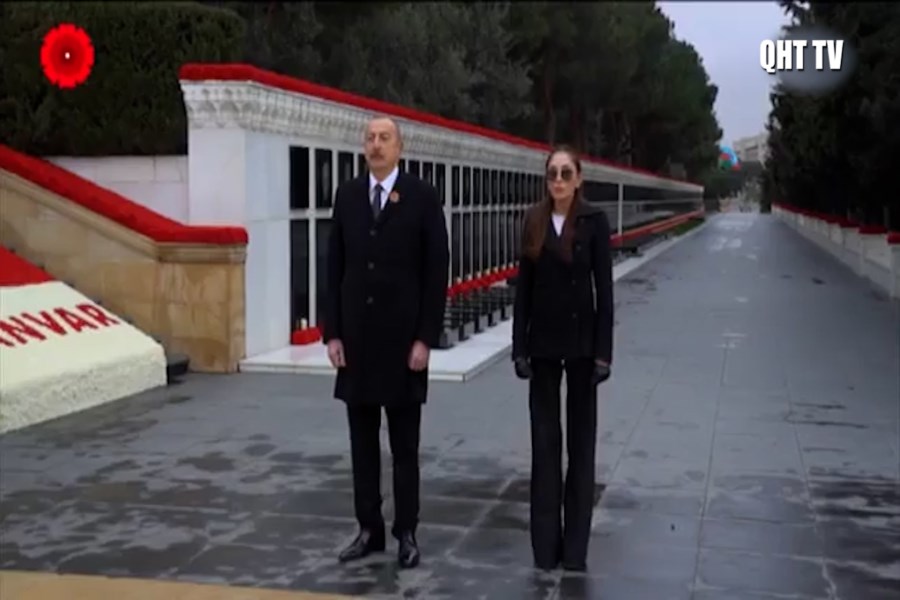Prezident və birinci xanım Şəhidlər xiyabanını ziyarət ediblər - VİDEO