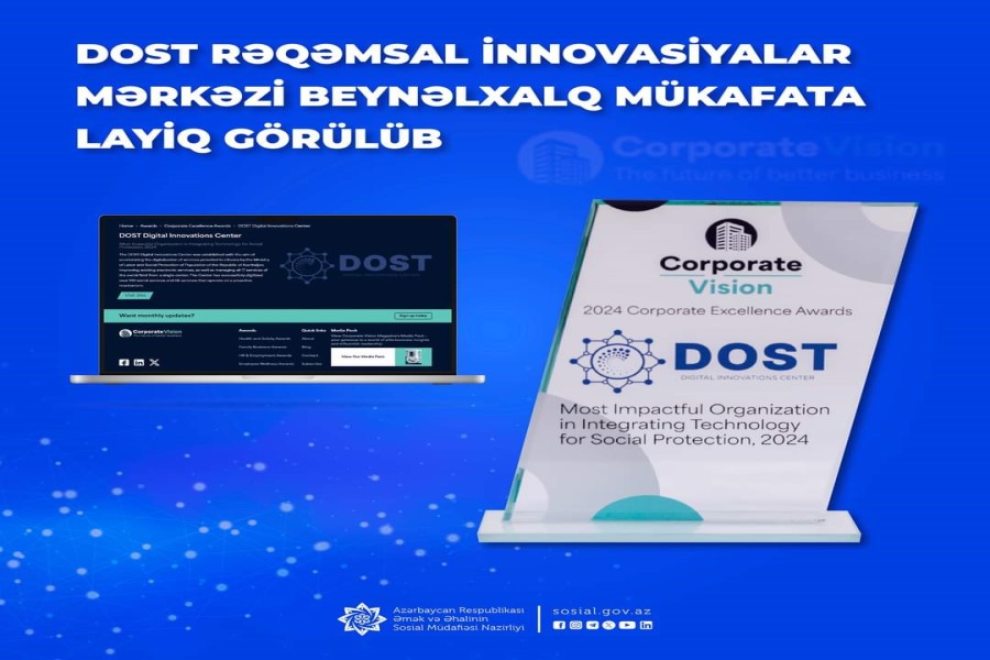 DOST RİM Böyük Britaniyada yerləşən "Corporate Vision" təşkilatının keçirdiyi müsabiqədə mükafata layiq görülüb
