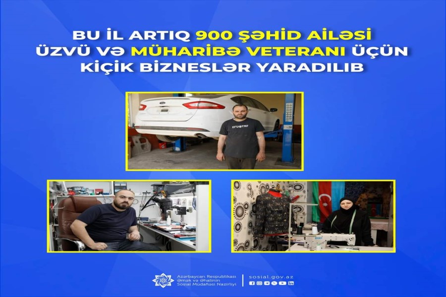 Bu il artıq 900 şəhid ailəsi üzvü və müharibə veteranı üçün kiçik bizneslər yaradılıb