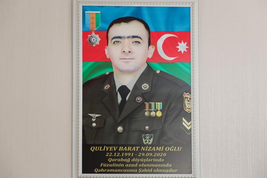 Nazirliyin Aparat rəhbərinin müavini Cavid Əbdul-Qədirov şəhid Barat Quliyevin ailəsini ziyarət edib