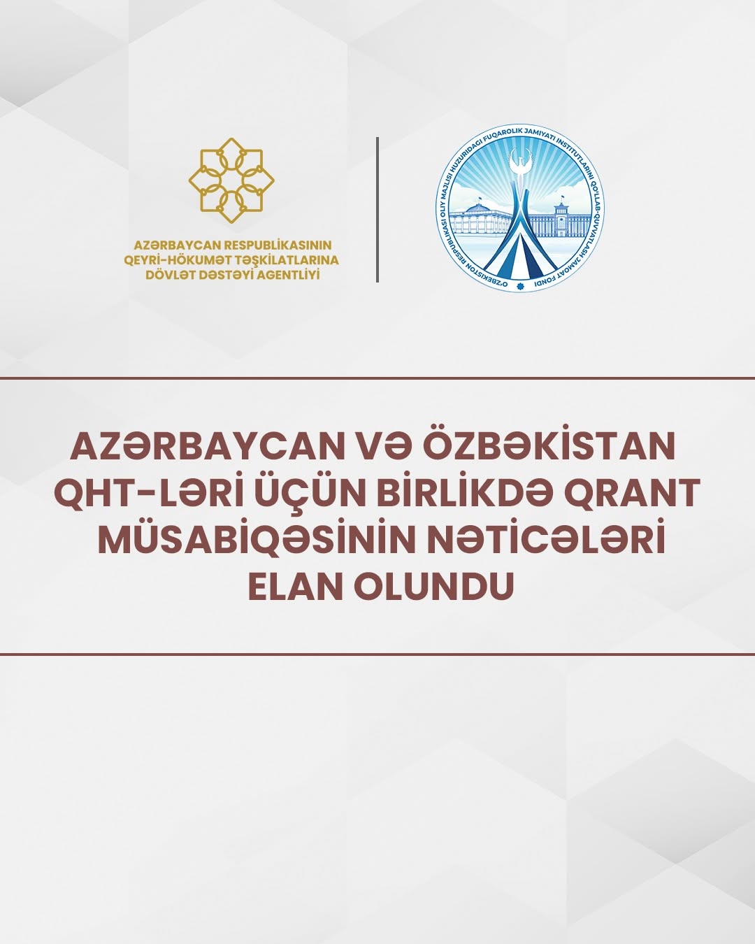 Azərbaycan və Özbəkistan QHT-ləri üçün birlikdə qrant müsabiqəsinin nəticələri elan olundu - SİYAHI