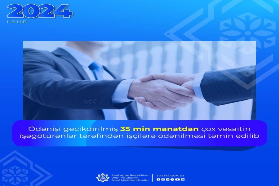 Ödənişi gecikdirilmiş 35 min manatdan çox vəsaitin işəgötürənlər tərəfindən işçilərə ödənilməsi təmin edilib