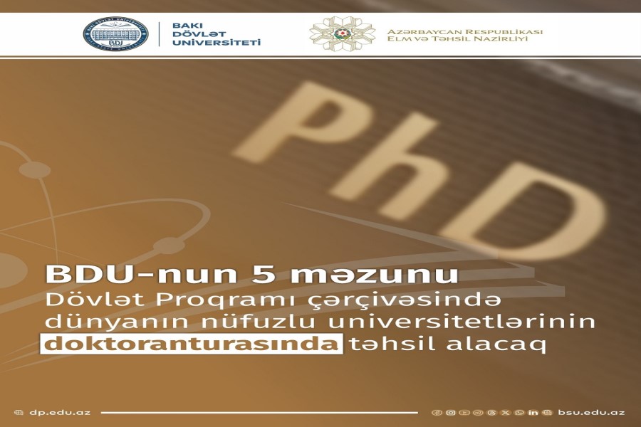 BDU-nun 5 məzunu dünyanın nüfuzlu universitetlərinin doktoranturasında təhsil alacaq