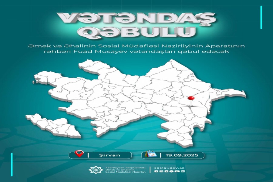 Nazirliyin Aparatının rəhbəri Fuad Musayev Şirvan şəhərində vətəndaşları qəbul edəcək