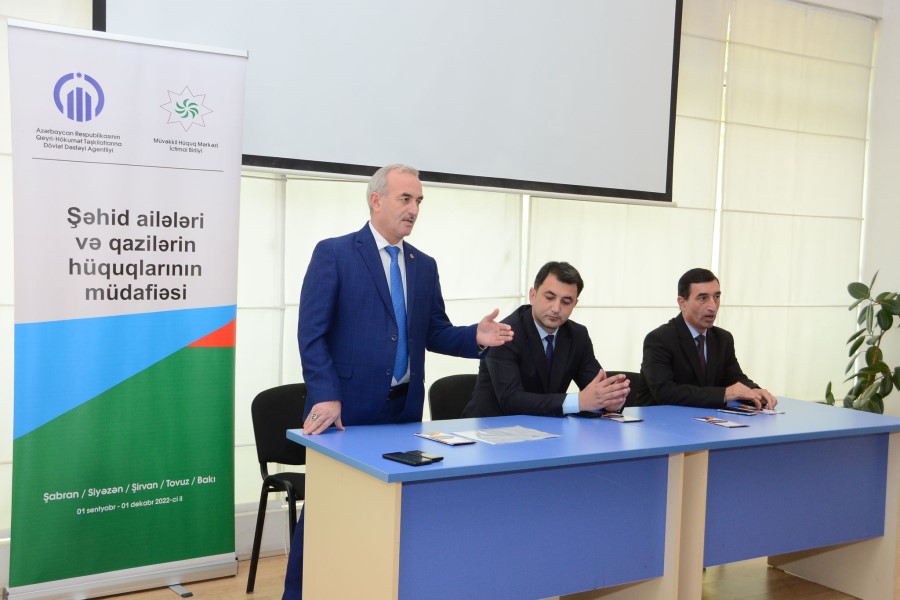 Müvəkkil Hüquq Mərkəzi Şabranda şəhid ailələri və qazilərlə görüşüb - FOTO