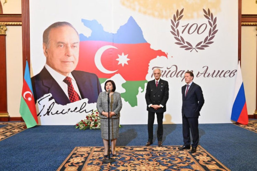 Sahibə Qafarova Moskvada Heydər Əliyevin yubileyi münasibətilə keçirilən rəsmi qəbulda çıxış edib