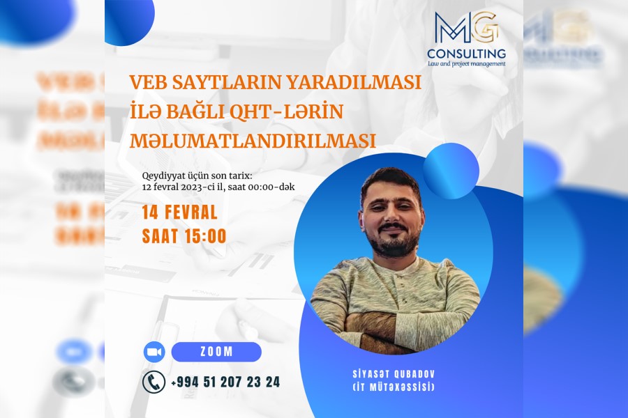 “Veb saytların yaradılması ilə bağlı QHT-lərin məlumatlandırılması” mövzusunda onlayn təqdimat keçiriləcək