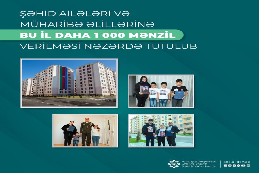 Şəhid ailələri və müharibə əlillərinə bu il daha 1000 mənzil verilməsi nəzərdə tutulub