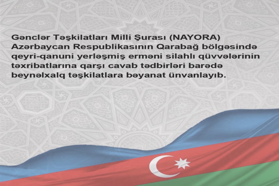 Gənclər Təşkilatları Milli Şurası beynəlxalq təşkilatlara bəyanat ünvanlayıb