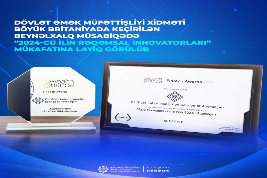 Dövlət Əmək Müfəttişliyi Xidməti Böyük Britaniyada keçirilən müsabiqədə “2024-cü ilin Rəqəmsal İnnovatorları” mükafatına layiq görülüb