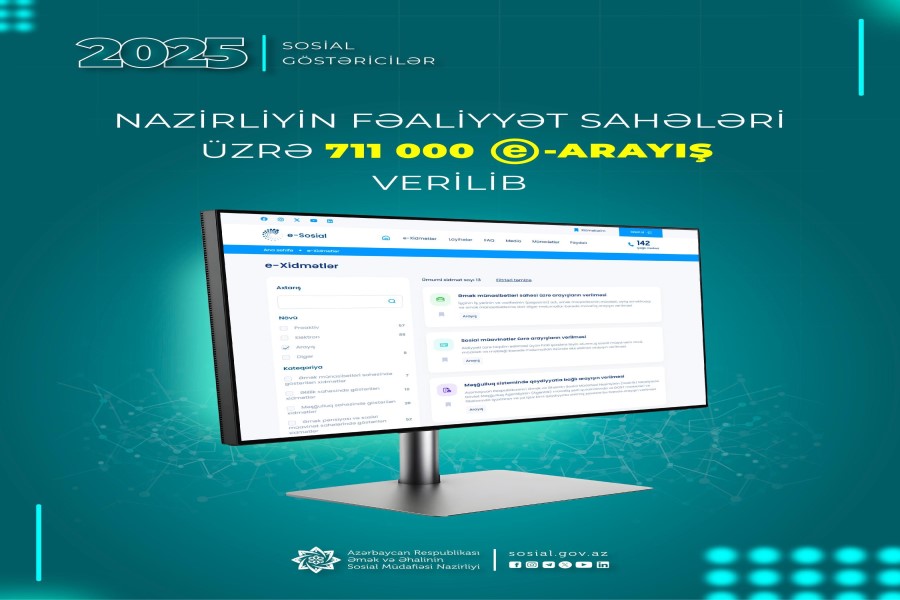 Son bir ildə Nazirliyin fəaliyyət sahələri üzrə 711 min e-arayış verilib