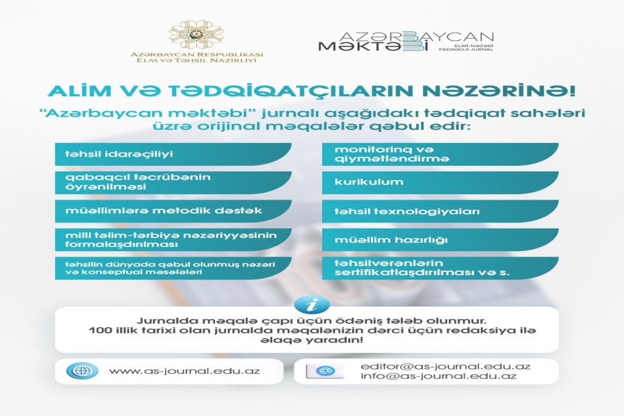 “Azərbaycan məktəbi” jurnalı alim və tədqiqatçıları əməkdaşlığa dəvət edir
