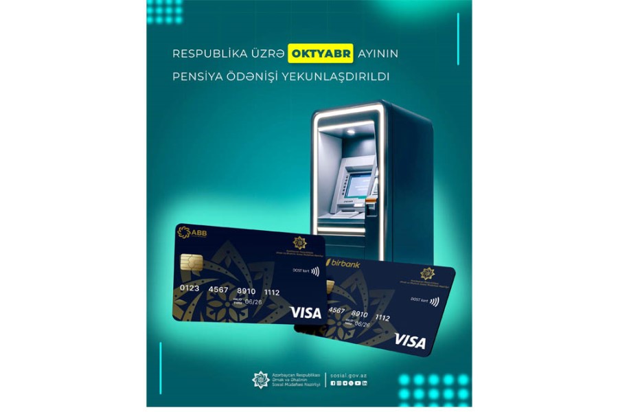 Respublika üzrə oktyabr ayının pensiya ödənişi yekunlaşdırıldı