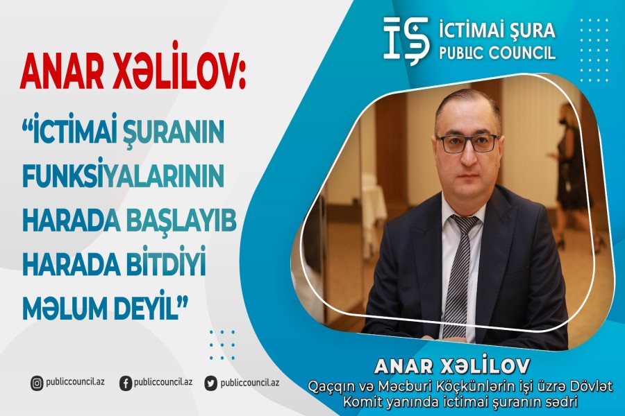 “İctimai şuranın funksiyalarının harada başlayıb harada bitdiyi məlum deyil” - ANAR XƏLİLOV