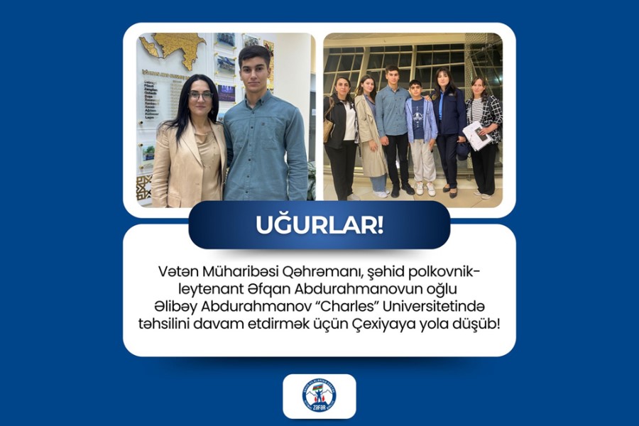 Şəhid polkovnik-leytenant Əfqan Abdurahmanovun oğlu Çexiya universitetinə qəbul olub