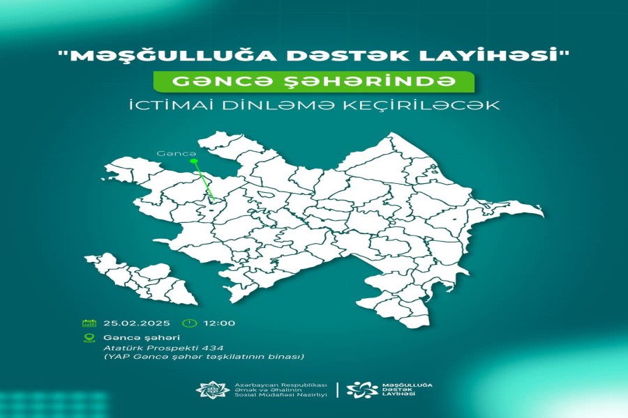 “Məşğulluğa Dəstək Layihəsi” çərçivəsində Gəncədə ictimai dinləmə keçiriləcək