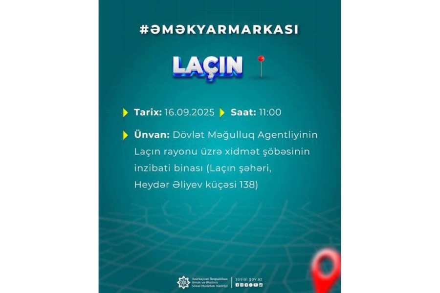 Gələn həftə Laçında əmək yarmarkası keçiriləcək