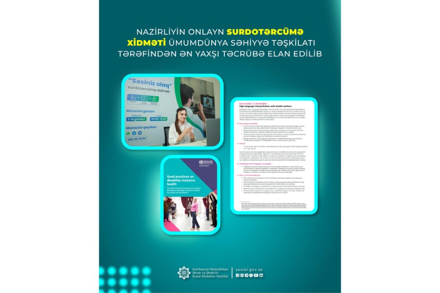Nazirliyin onlayn surdotərcümə xidməti Ümumdünya Səhiyyə Təşkilatı tərəfindən ən yaxşı təcrübə elan edilib