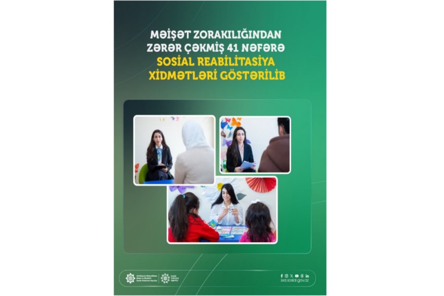 Məişət zorakılığından zərər çəkmiş 41 nəfərə sosial reabilitasiya xidmətləri göstərilib