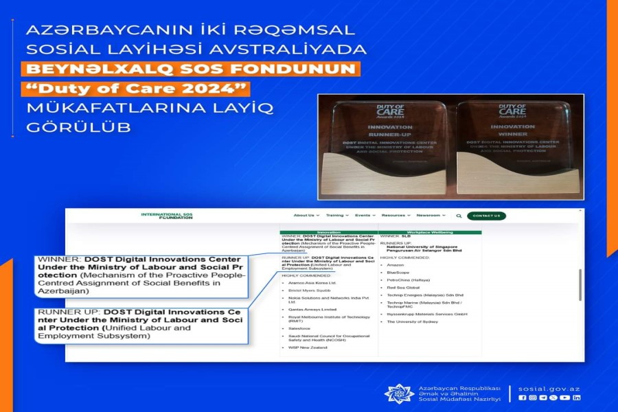 Azərbaycanın iki rəqəmsal sosial layihəsi Avstraliyada mükafatlara layiq görülüb